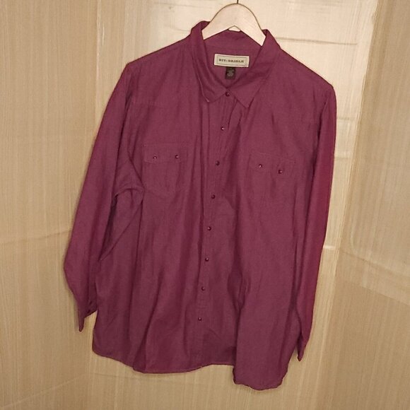 Bit & Bridle Plus Berry Purple Western Button Down 3XL - Picture 1 of 5